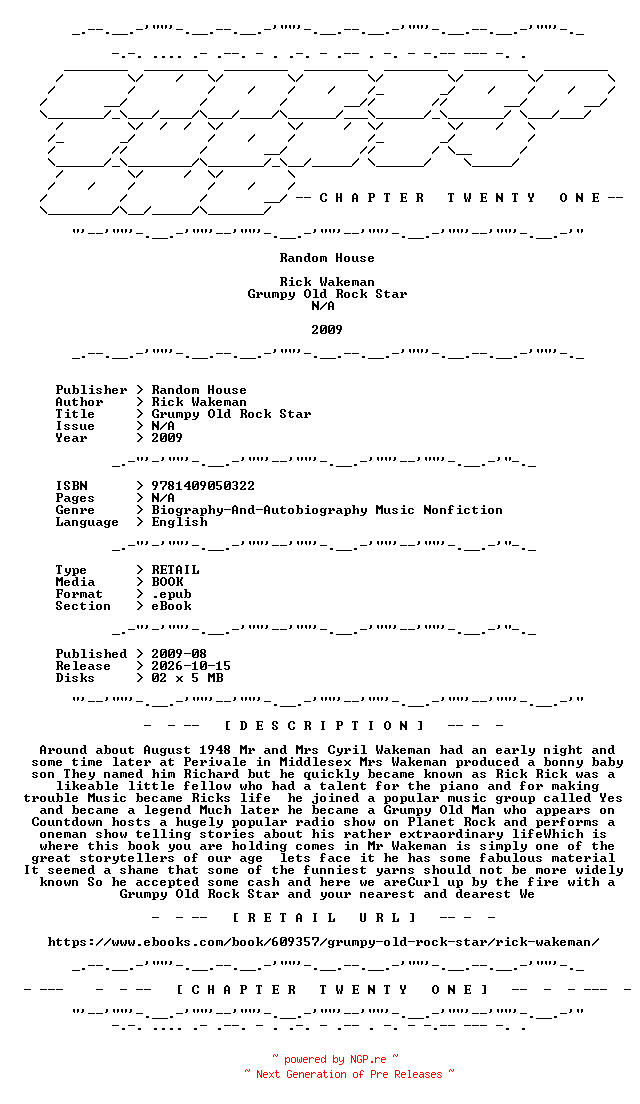 NFO for the release Rick.Wakeman.-.Grumpy.Old.Rock.Star.2009.RETAIL.EPUB.eBook-CTO by CTO