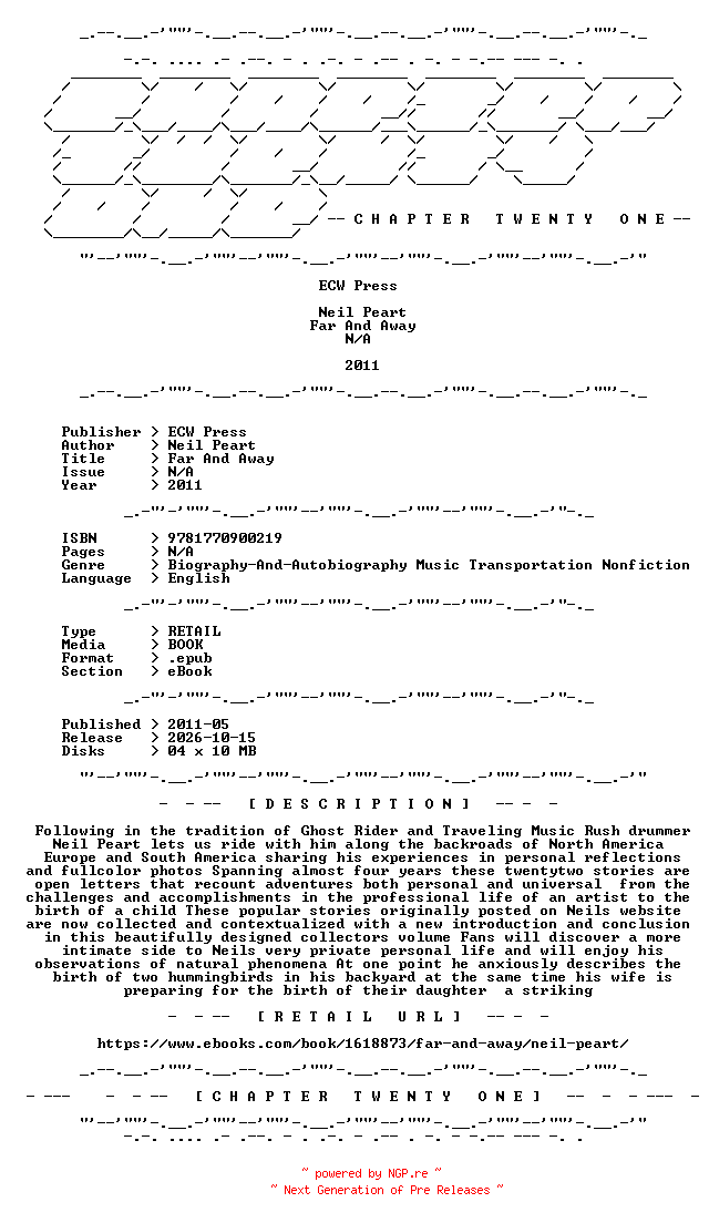 NFO for the release Neil.Peart.-.Far.And.Away.2011.RETAIL.EPUB.eBook-CTO by CTO