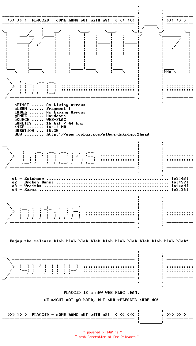 NFO for the release As_Living_Arrows-Fragment_I-EP-16BIT-WEB-FLAC-2026-FLACCiD by FLACCiD
