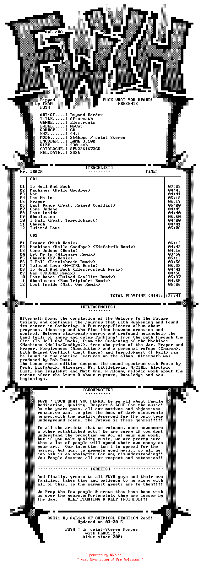 NFO for the release Beyond_Border-Aftermath-2CD-2026-FWYH by FWYH