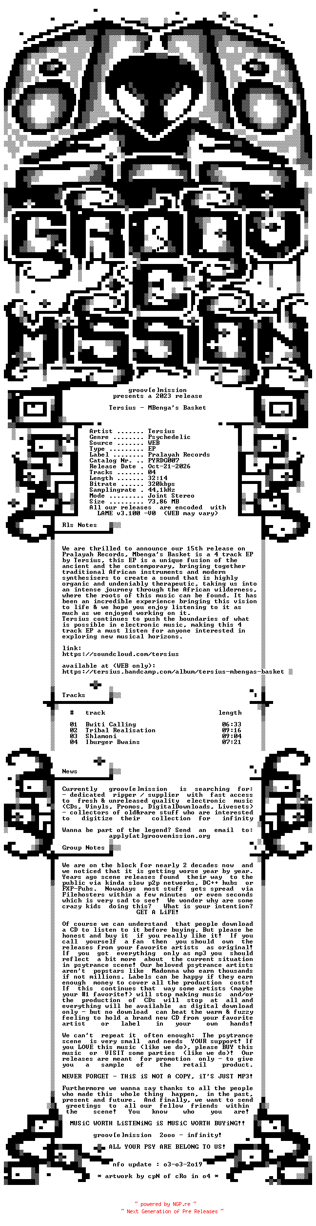 NFO for the release Tersius_-_MBengas_Basket-(PYRDG007)-WEB-2023-gEm by gEm