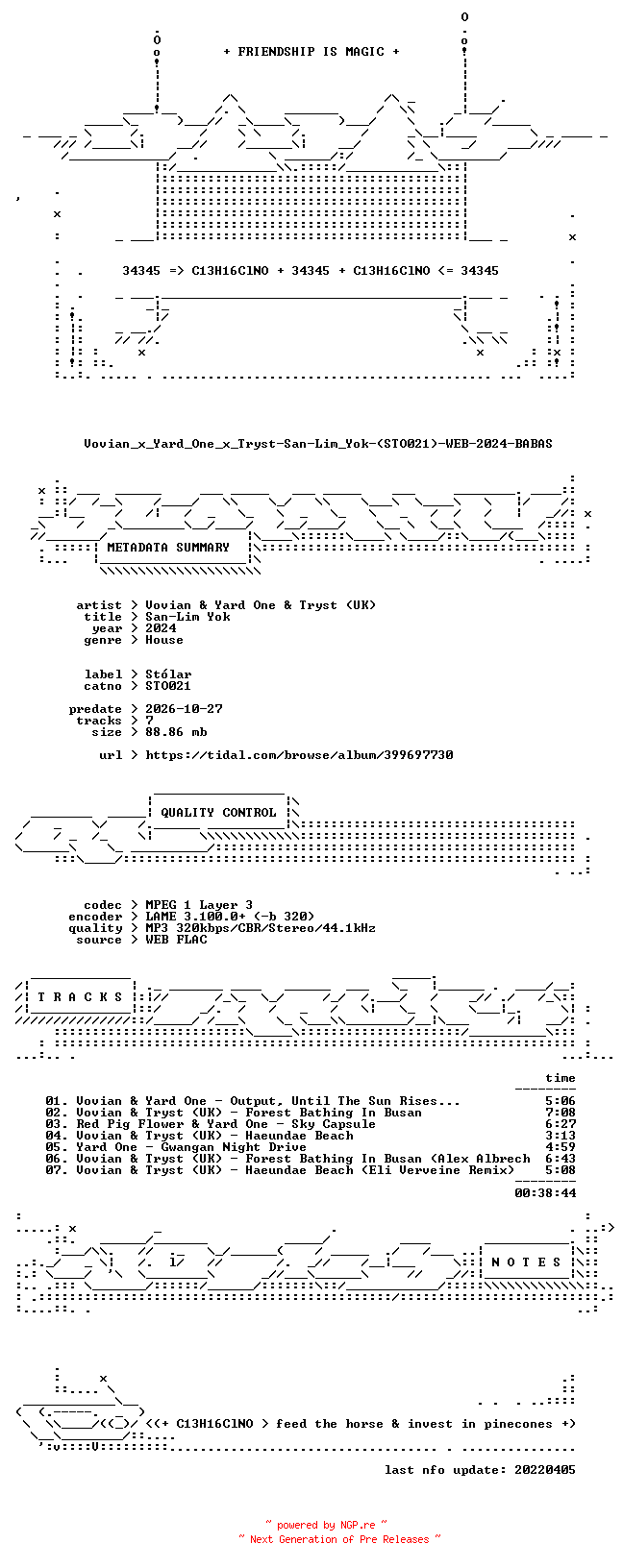 NFO for the release Vovian_x_Yard_One_x_Tryst-San-Lim_Yok-(STO021)-WEB-2024-BABAS by BABAS