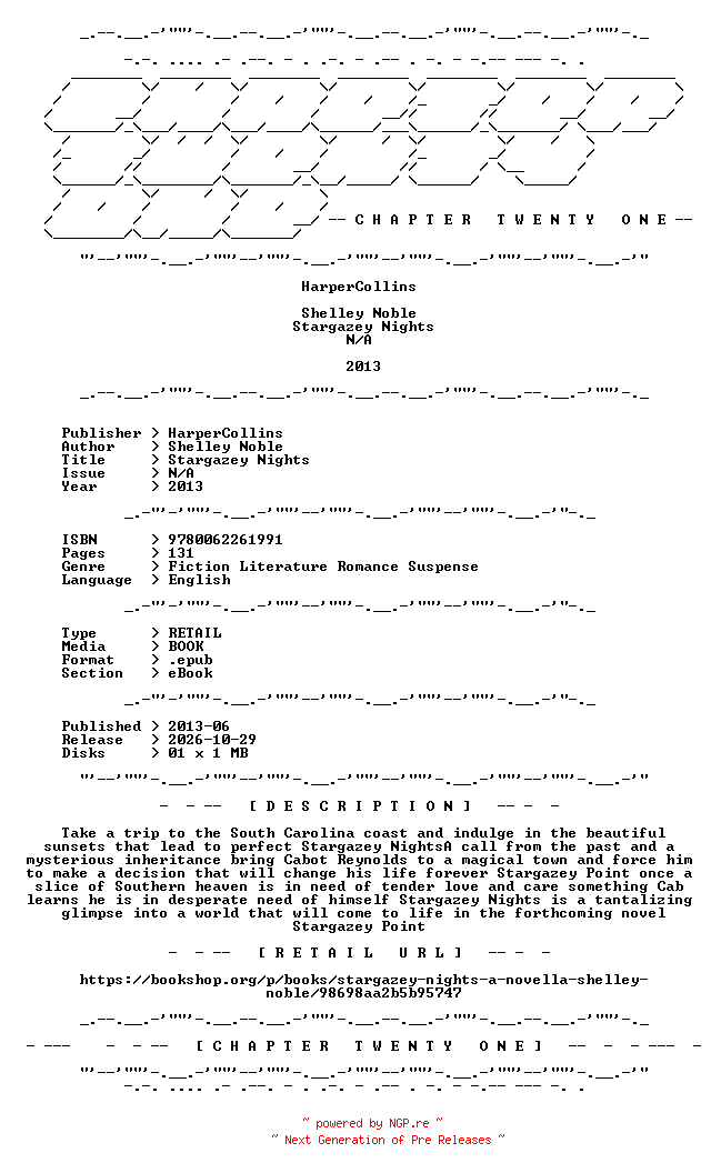 NFO for the release Shelley.Noble.-.Stargazey.Nights.2013.RETAIL.EPUB.eBook-CTO by CTO