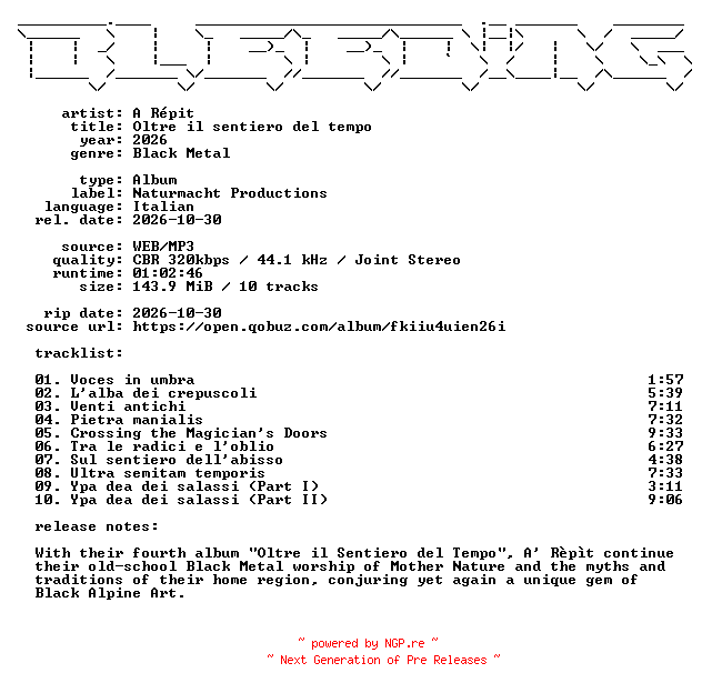 NFO for the release A_Repit-Oltre_il_sentiero_del_tempo-IT-WEB-2026-BLEEDiNG by BLEEDiNG