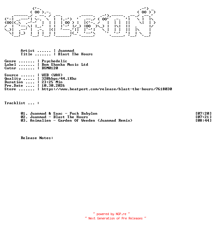 NFO for the release Juanmad-Blast_The_Hours-(BSM0120)-WEB-2026-FALCON by FALCON