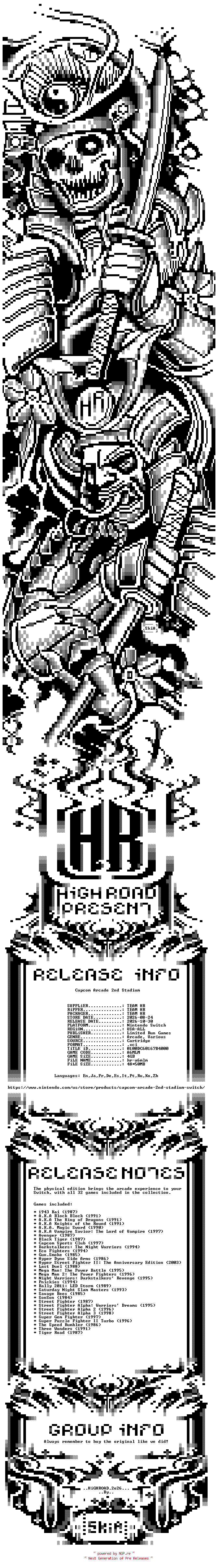 NFO for the release Capcom_Arcade_2nd_Stadium_NSW-HR by HR