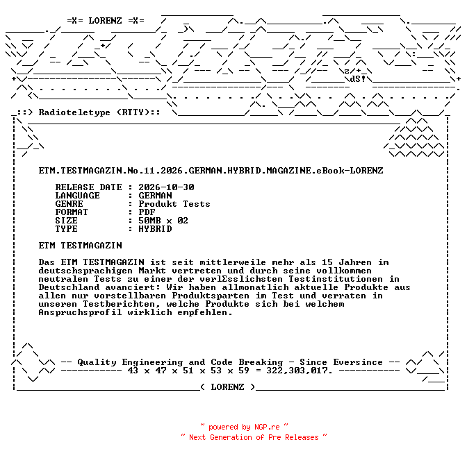 NFO for the release ETM.TESTMAGAZIN.No.11.2026.GERMAN.HYBRID.MAGAZINE.eBook-LORENZ by LORENZ