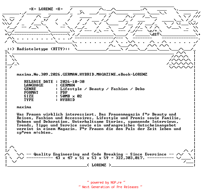 NFO for the release maxima.No.309.2026.GERMAN.HYBRID.MAGAZINE.eBook-LORENZ by LORENZ