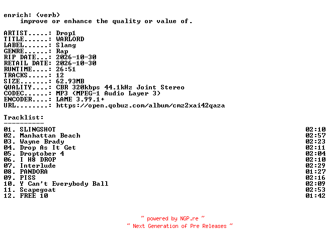 NFO for the release Drop1-WARLORD-WEB-2026-ENRiCH by ENRiCH