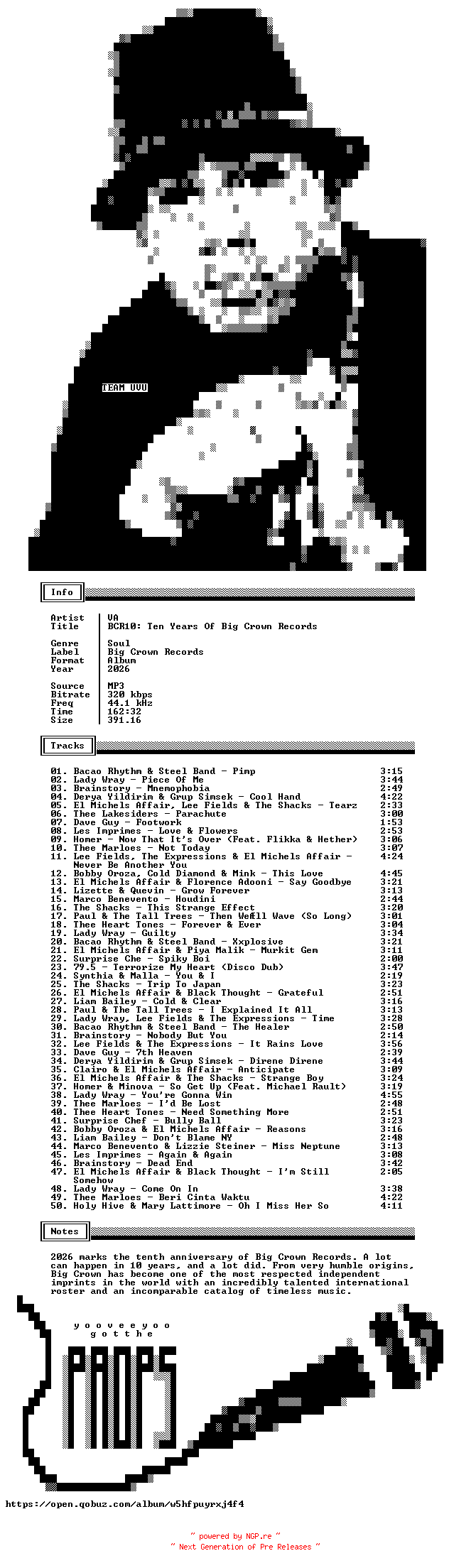 NFO for the release VA-BCR10-Ten_Years_Of_Big_Crown_Records-WEB-2026-UVU by UVU