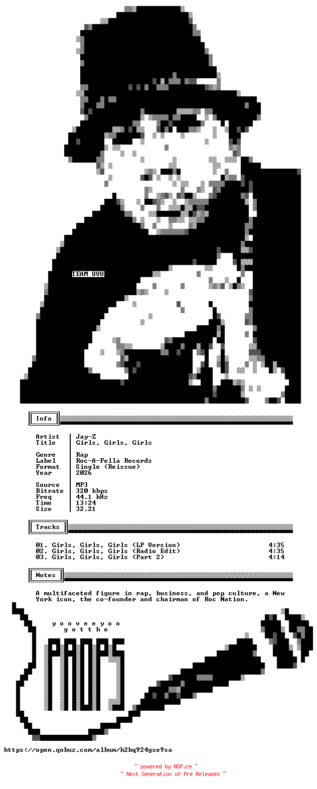 NFO for the release Jay-Z-Girls_Girls_Girls-Reissue-Single-WEB-2026-UVU by UVU