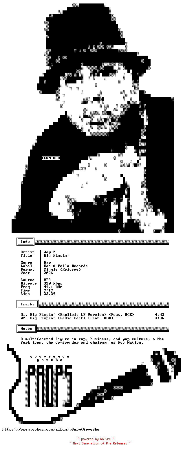 NFO for the release Jay-Z-Big_Pimpin-Reissue-Single-WEB-2026-UVU by UVU