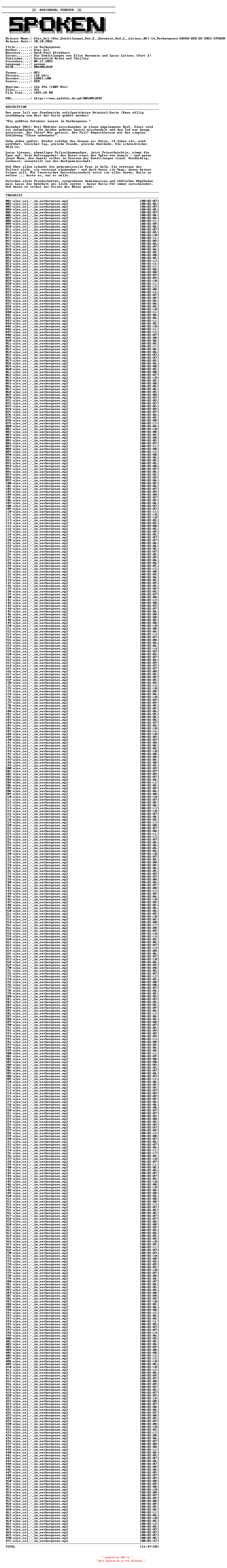 NFO for the release Alex_Sol-(Die_Ermittlungen_Von_E._Duromain_Und_L._Liviens_02)-Im_Verborgenen-ABOOK-WEB-DE-2025-SPOKEN by SPOKEN