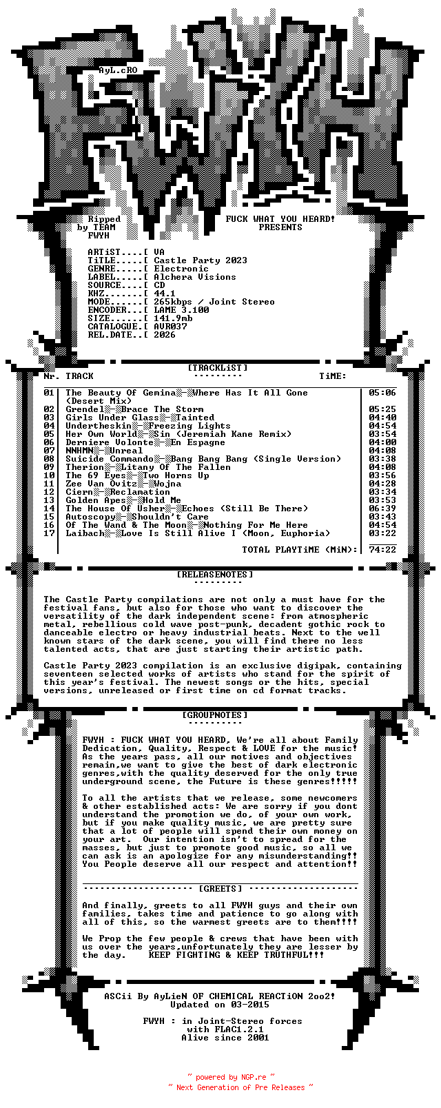NFO for the release VA-Castle_Party_2023-Limited_Edition-CD-2023-FWYH by FWYH