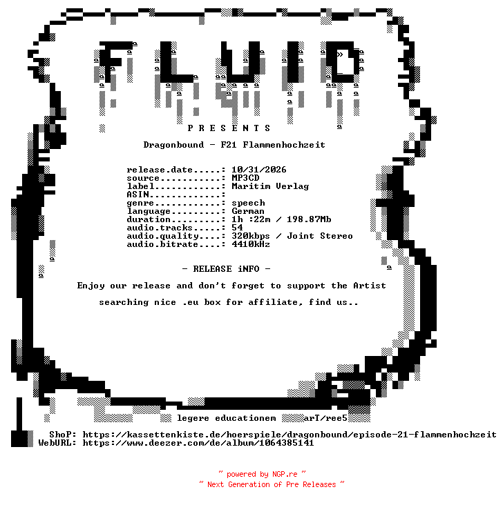 NFO for the release Dragonbound-F21_Flammenhochzeit-ABOOK-DE-MP3CD-2026-FLUiD by FLUiD