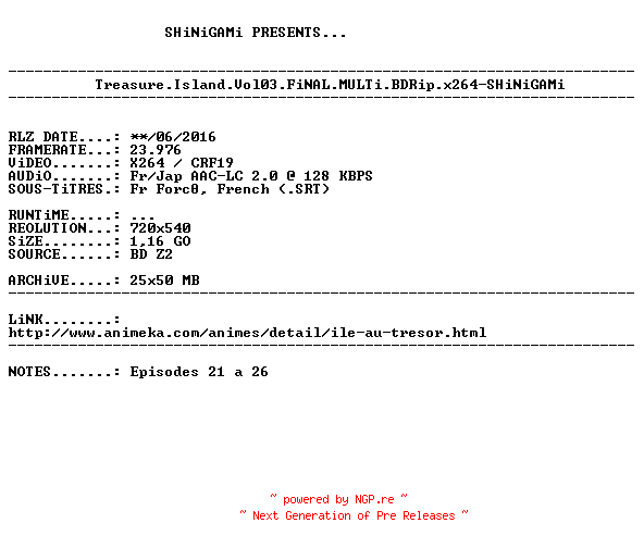 NFO for the release Treasure.Island.Vol03.FiNAL.MULTi.BDRip.x264-SHiNiGAMi by SHiNiGAMi