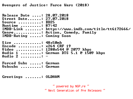 NFO for the release Avengers.of.Justice.Farce.Wars.2018.German.720p.BluRay.x264-SPiCY by SPiCY
