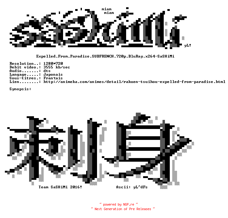 NFO for the release Expelled.From.Paradise.SUBFRENCH.720p.BluRay.x264-SaSHiMi by SaSHiMi
