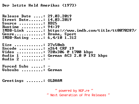 NFO for the release Der.letzte.Held.Amerikas.German.1973.AC3.BDRiP.x264.iNTERNAL-SPiCY by SPiCY