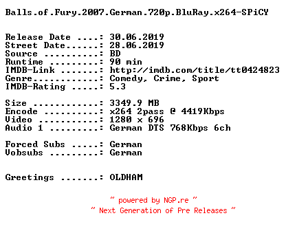 NFO for the release Balls.of.Fury.2007.German.720p.BluRay.x264-SPiCY by SPiCY