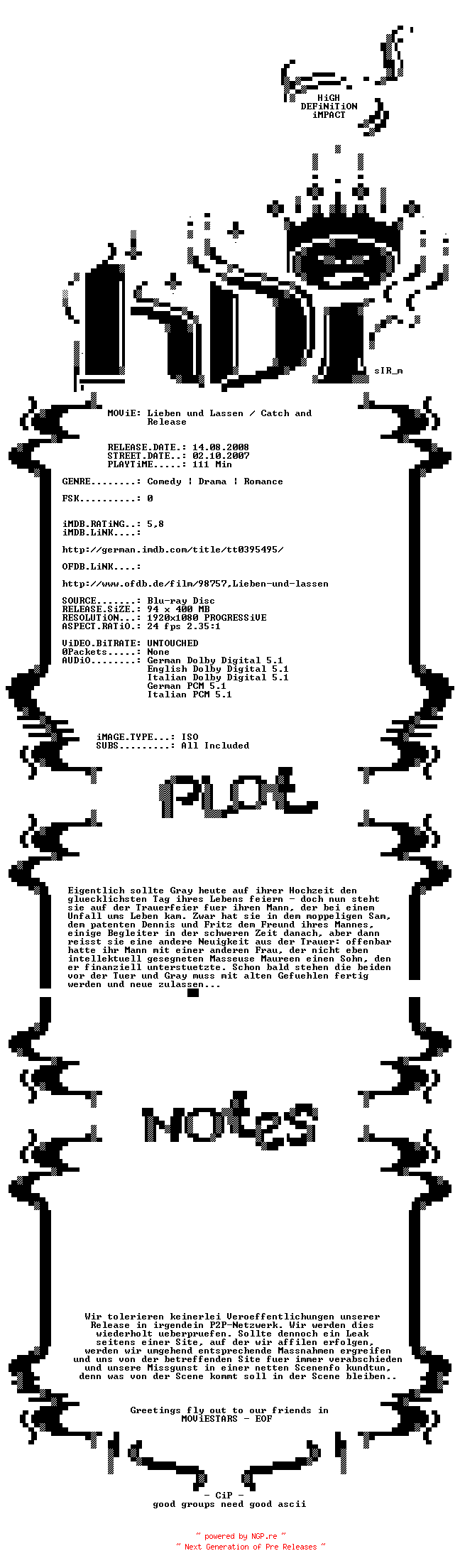 NFO for the release Lieben.und.Lassen.2006.MULTi.COMPELTE.BLURAY-HDi by HDi