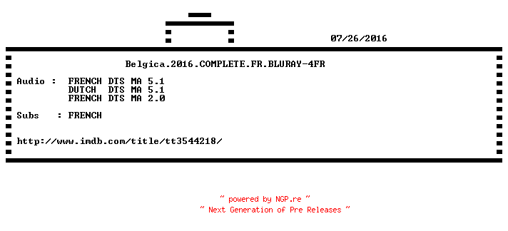 NFO for the release Belgica.2016.COMPLETE.FR.BLURAY-4FR by 4FR
