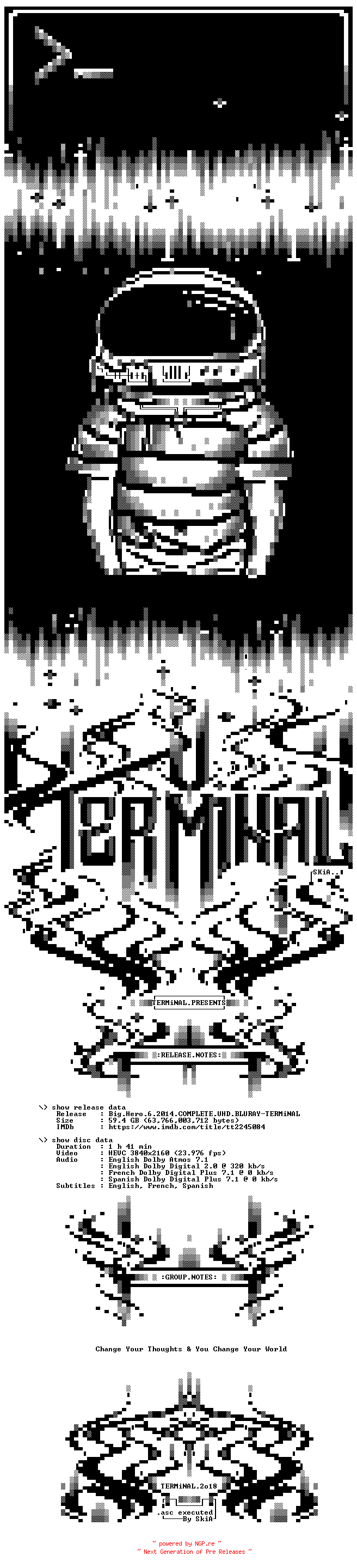 NFO for the release Big.Hero.6.2014.COMPLETE.UHD.BLURAY-TERMiNAL by TERMiNAL