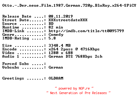 NFO for the release Otto.-.Der.neue.Film.1987.German.720p.BluRay.x264-SPiCY by SPiCY