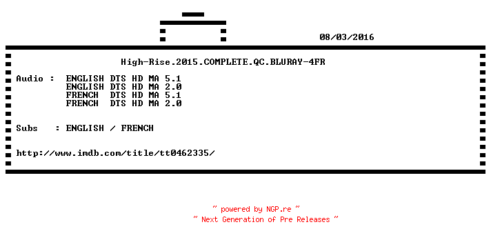 NFO for the release High-Rise.2015.COMPLETE.QC.BLURAY-4FR by 4FR