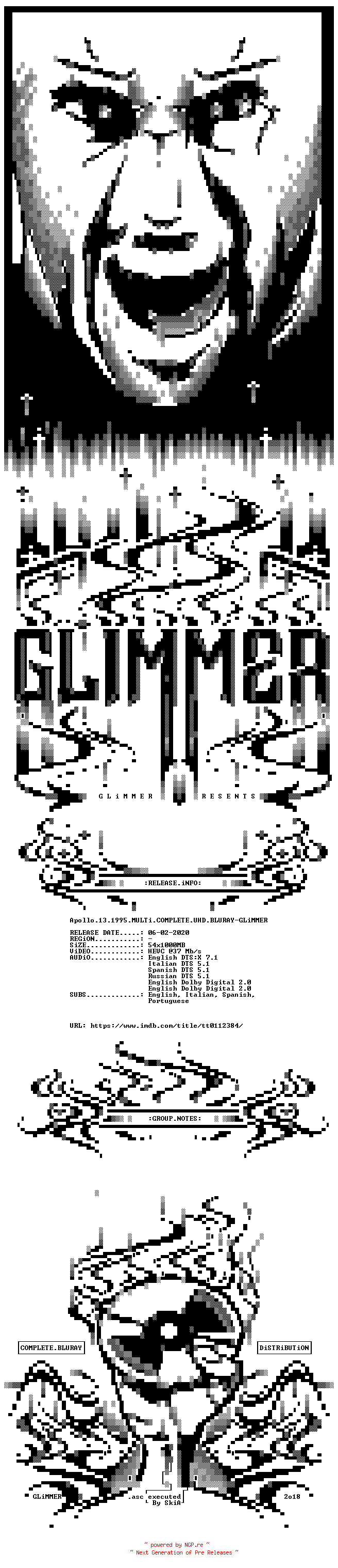 NFO for the release Apollo.13.1995.MULTi.COMPLETE.UHD.BLURAY-GLiMMER by GLiMMER