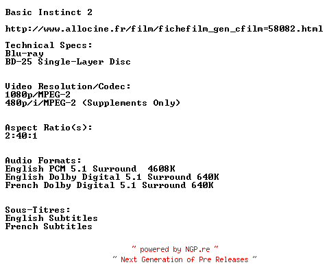 NFO for the release Basic.Instinct.2.FULL.MULTi.BLURAY-BLUHD by BLUHD