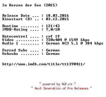 NFO for the release Im.Herzen.der.See.German.2015.AC3.BDRiP.x264-EXQUiSiTE by EXQUiSiTE
