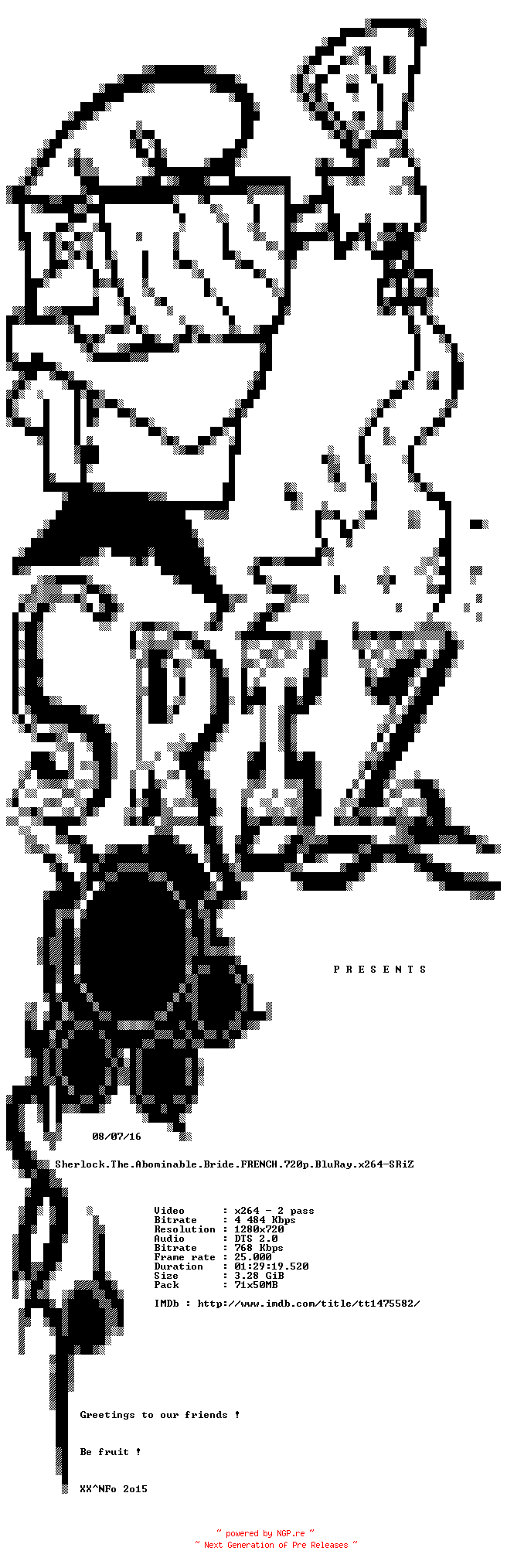NFO for the release Sherlock.The.Abominable.Bride.FRENCH.720p.BluRay.x264-SRiZ by SRiZ