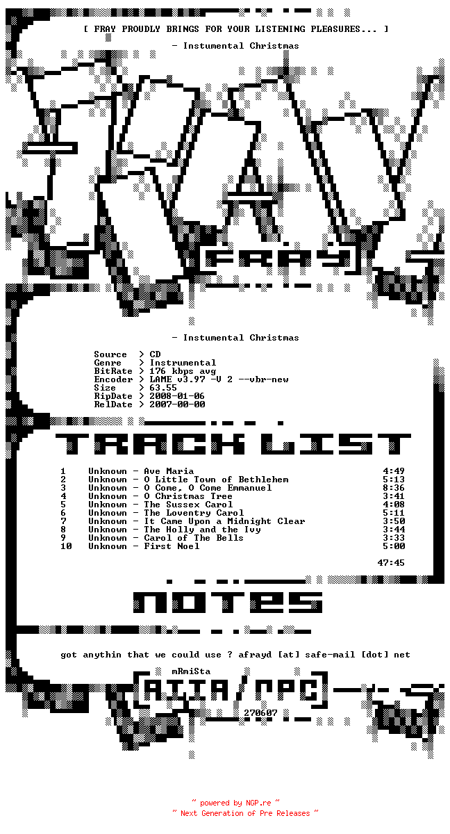 NFO for the release VA-Instumental_Christmas-2007-FRAY by FRAY