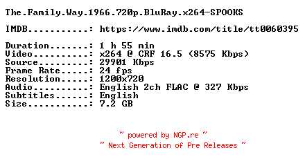 NFO for the release The.Family.Way.1966.720p.BluRay.x264-SPOOKS by SPOOKS