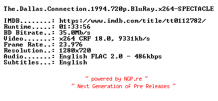 NFO for the release The.Dallas.Connection.1994.720p.BluRay.x264-SPECTACLE by SPECTACLE