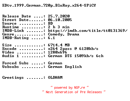 NFO for the release EDtv.1999.German.720p.BluRay.x264-SPiCY by SPiCY
