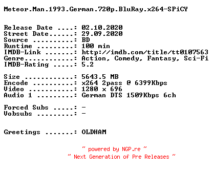 NFO for the release Meteor.Man.1993.German.720p.BluRay.x264-SPiCY by SPiCY