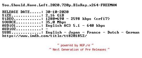 NFO for the release You.Should.Have.Left.2020.720p.BluRay.x264-FREEMAN by FREEMAN