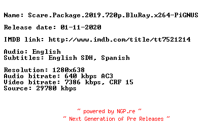 NFO for the release Scare.Package.2019.720p.BluRay.x264-PiGNUS by PiGNUS
