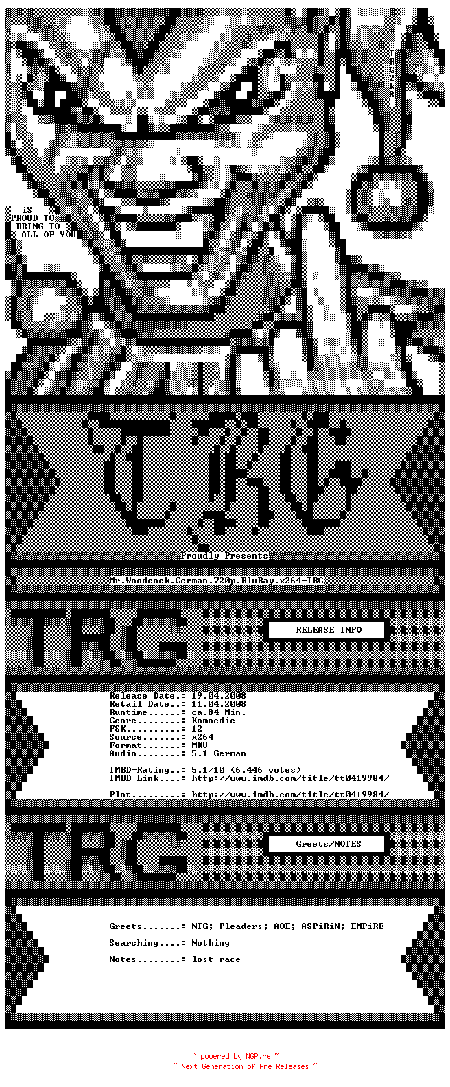 NFO for the release Mr.Woodcock.German.720p.BluRay.x264-TRG by TRG