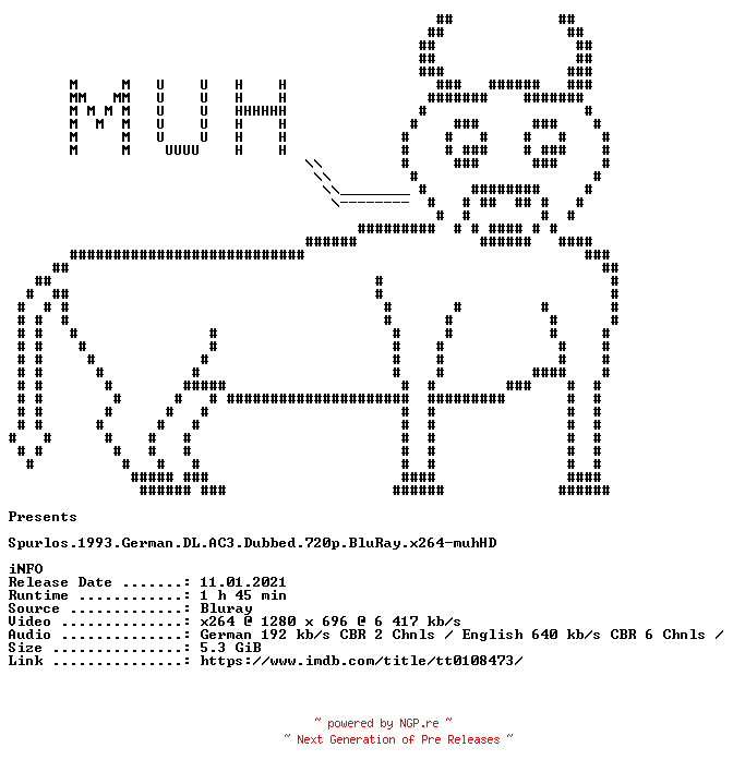 NFO for the release Spurlos.1993.German.DL.AC3.Dubbed.720p.BluRay.x264-muhHD by muhHD