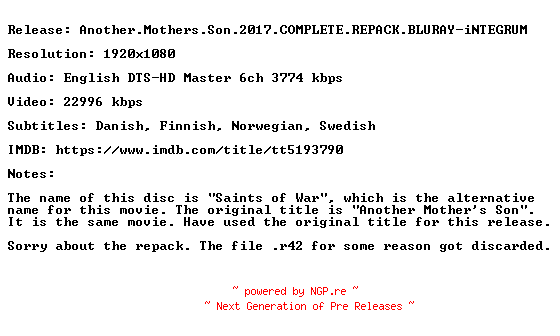 NFO for the release Another.Mothers.Son.2017.COMPLETE.REPACK.BLURAY-iNTEGRUM by iNTEGRUM