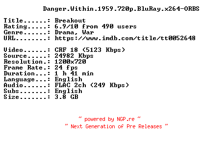 NFO for the release Danger.Within.1959.720p.BluRay.x264-ORBS by ORBS