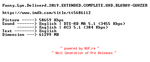 NFO for the release Fanny.Lye.Deliverd.2019.EXTENDED.COMPLETE.UHD.BLURAY-GUHZER by GUHZER