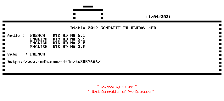 NFO for the release Diablo.2019.COMPLETE.FR.BLURAY-4FR by 4FR