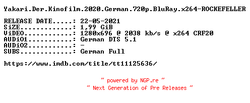 NFO for the release Yakari.Der.Kinofilm.2020.German.720p.BluRay.x264-ROCKEFELLER by ROCKEFELLER