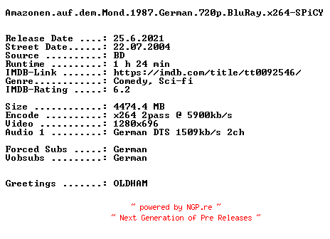 NFO for the release Amazonen.auf.dem.Mond.1987.German.720p.BluRay.x264-SPiCY by SPiCY