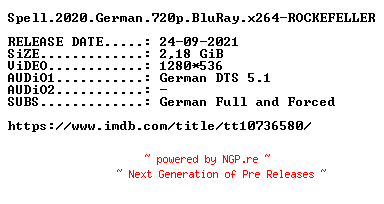 NFO for the release Spell.2020.German.720p.BluRay.x264-ROCKEFELLER by ROCKEFELLER