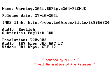 NFO for the release Warning.2021.BDRip.x264-PiGNUS by PiGNUS
